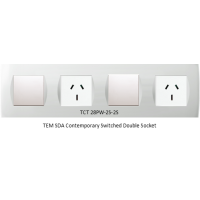 TAS Switched Double Socket Set-Polar White-Line-Contemporary